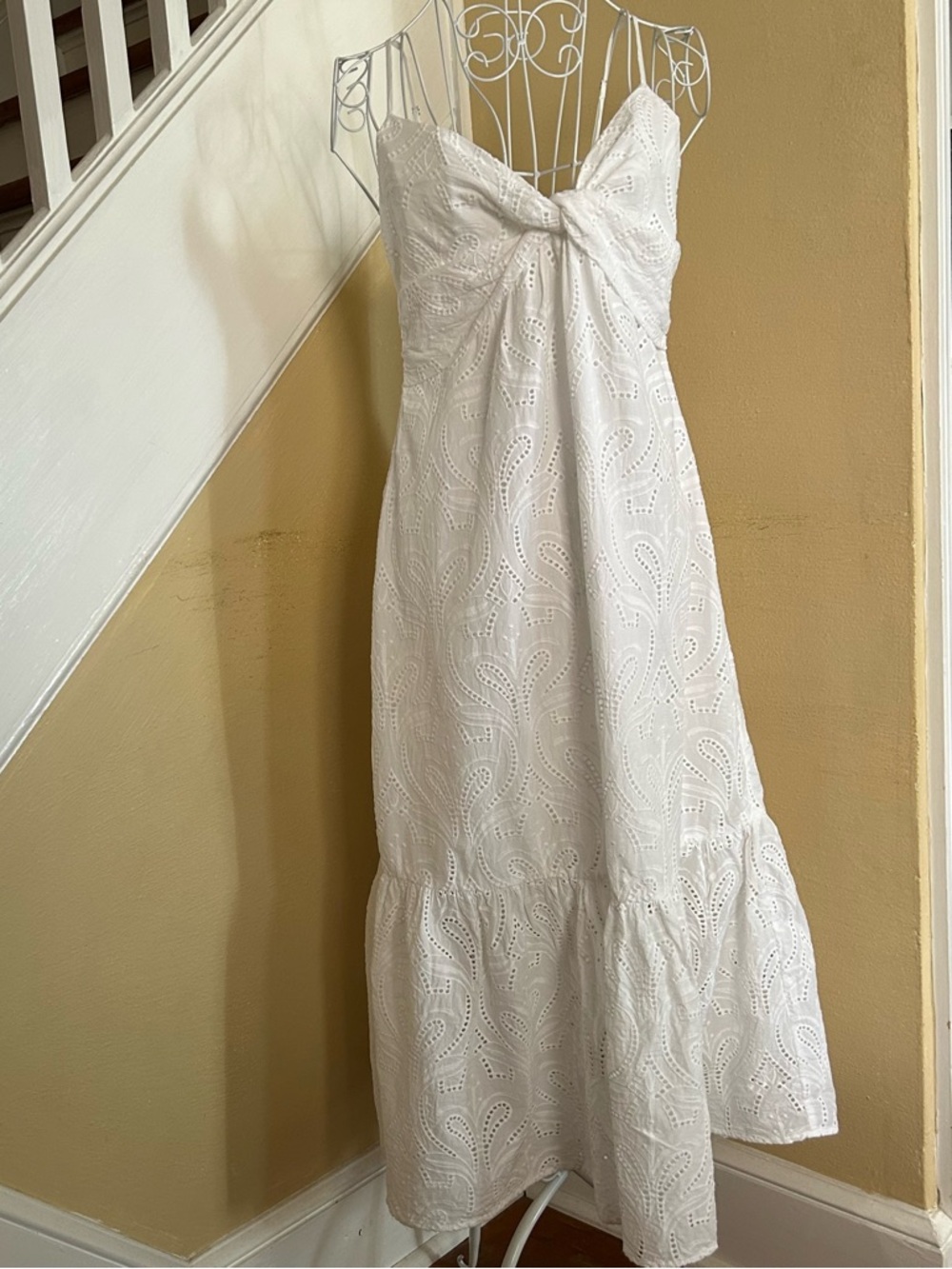 Banana Republic White Eyelet Strapless Midi Dress